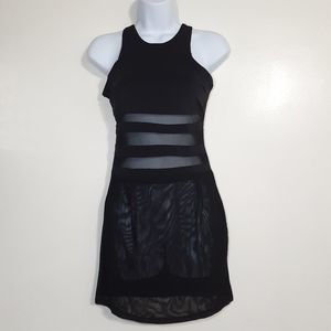 LF BSBW Black Racerback Sheer Mesh Bodycon Festival Mini Dress S